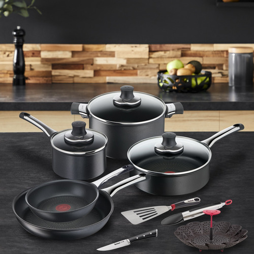 Imagen 2 de 10 de Batería De Cocina T-fal Hard Titanium 12pz Inducción Francia