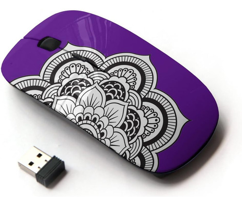 Graphic4you Mandala Flor Ergonómico Mouse Inalámbrico Con Na