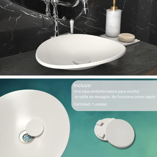 Bacha De Apoyo Baño Oval Blanco Mate Mate Gander C 38x33,5cm