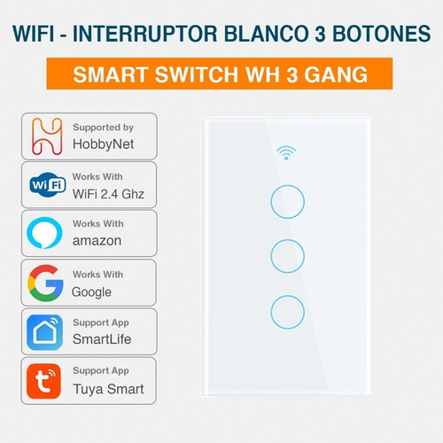 Imagen 2 de 4 de Switch Interruptor Wifi Inteligente 3 Tactil Google Home