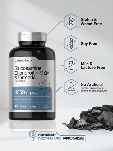 Horbaach Glucosamina Y Condroitina 4050 Mg 180 Cps Sin Sabor