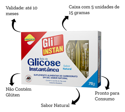 Glicose Instantânea De Natural Kit Com 12 Unidades De 75g
