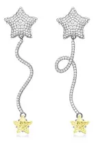 Comprar Aros Plata Fina 925 Estrellas Piedra Citrino Mujer Joyas