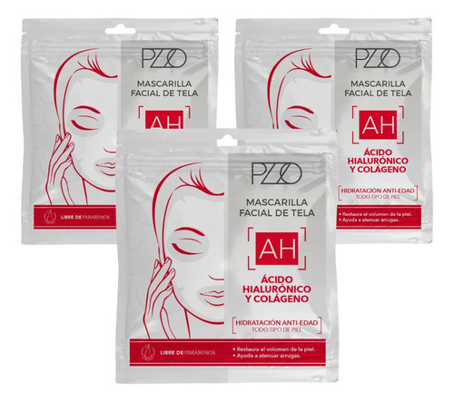 Tri Pack Mascarilla De Tela Ácido Hialurónico Y Colágeno