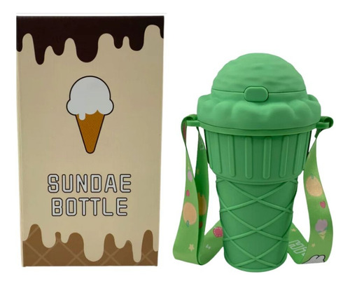 Vaso 500 Ml Diseño Helado Antiderrames Popote Silicona
