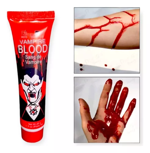 2 Sangue Falso Artificial Maquiagem Halloween Vampiro Zumbi