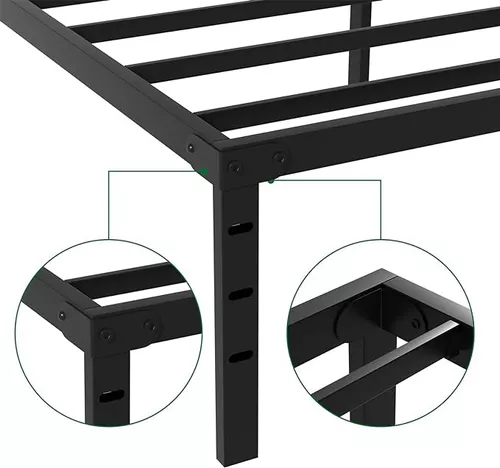 Base Para Cama Individual De Metal Color Negro Grubb