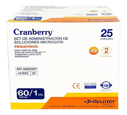 Bajada De Suero Microgota 60gotas/1ml Cranberry 25 Unidades