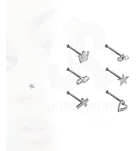 Piercing Nariz Nostril Figura Poste Acero Quirurgico 18g 6pz