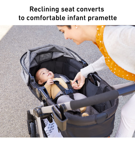 Cochecito 3 En 1 Convertible Portabebés Y Asiento Reversible