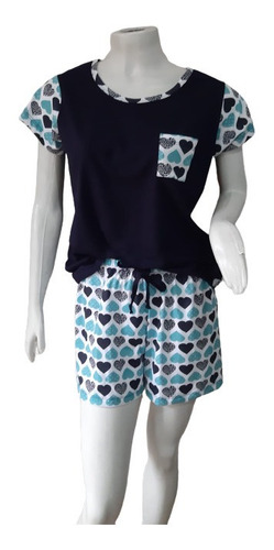 Pijama Feminino Baby Look  De Algodão Verão