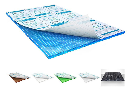 Kit Para Cobertura Em Madeira 3,00x3,00 Em Policarbonato 6mm Cor Azul - 26% De Transmissão De Luz