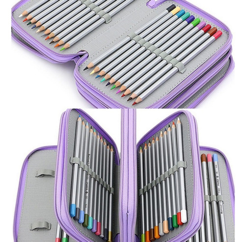 Estojo De Lápis Quadrado Roxo De Quatro Camadas