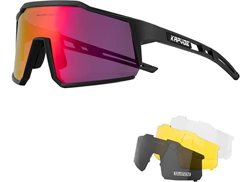 Kapvoe - Gafas De Ciclismo Polarizadas Con 4 Lentes Interca.