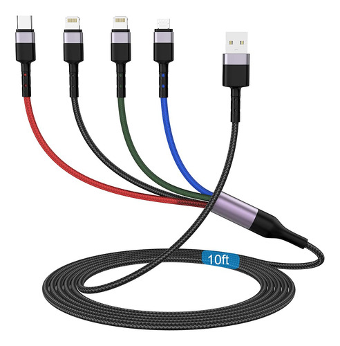 Mtakyi Cable De Carga Universal Usb 4 En 1 Para iPhone, Ligh