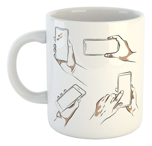 Taza Ceramica Celular Manos Digital Pantallas