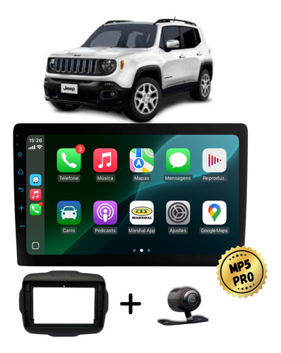 Kit Multimidia Mp5 Pro+ 9'' Jeep Renegade 2015 Em Diante