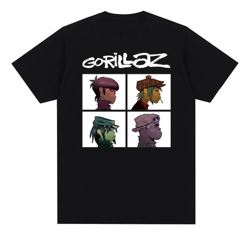 Camiseta De Algodón De Manga Corta Con Estampado Gorillazs