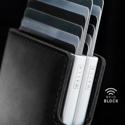 Imagen 2 de 5 de Billetera Walla Wallets Doble - Vintage Black & Silver