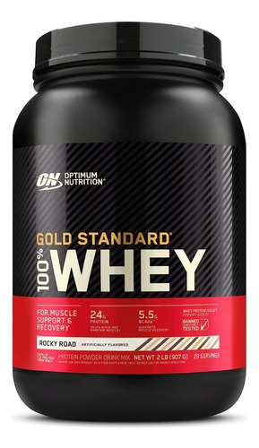 Suplemento En Polvo Optimum Nutrition Gold Standard 100% Whey Proteína Sabor Rocky Road En Pote De 907g