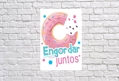 Vinilo Decorativo 60x90cm Amar Es Engordar Juntos Rosquilla