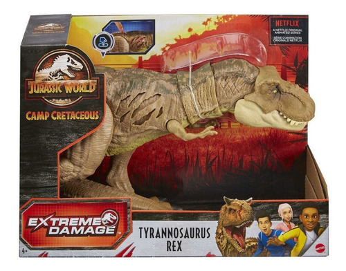 Imagen 3 de 6 de Figura de acción Tiranosaurio Rex daño extremo Camp Cretaceous GWN26 de Mattel