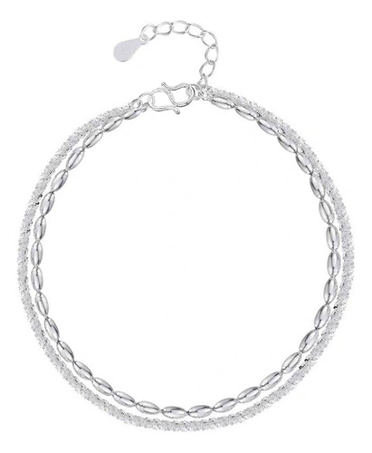 Pulsera De Gema Doble De Plata S925 Para Mujer Regalo