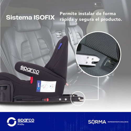 Booster C/ Respaldo + Isofix - Sparco - Colores Max Segurid