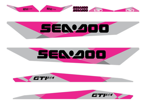 Kit Adesivos Completo Jet Ski Sea Doo Gti 130 2019 Rosa