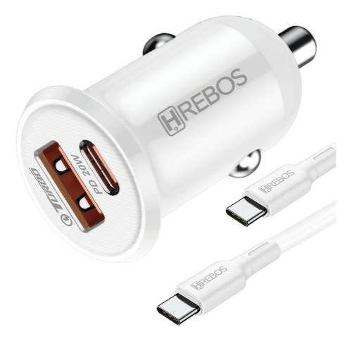 Carregador Celular Carro Turbo 38w Saída Usb C Cabo Tipo C
