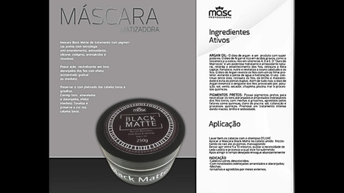 Imagem 2 de 7 de Máscara Matizadora Black 250g Masc Profissional Salão