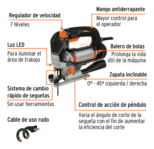 Sierra Caladora Truper Cala-nx6 Con 750 Watts Industrial