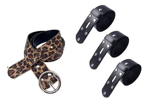 Cinto Animal Print Fivela Redonda Removível + 3 Tira Extra Tamanho P