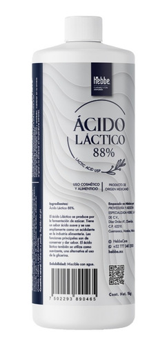 Imagen 1 de 4 de Acido Láctico Al 88% Ups 1 Kilo