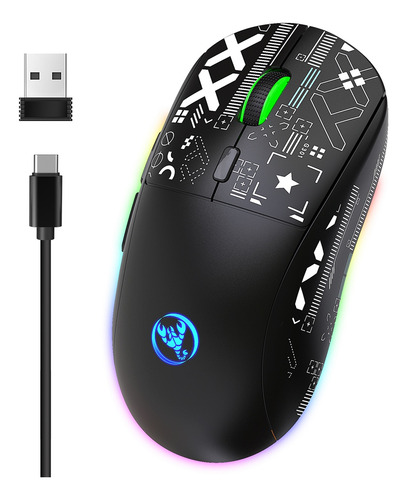 Ratón Mecánico Inalámbrico Hxsj T90 2.4 G Rgb Gaming