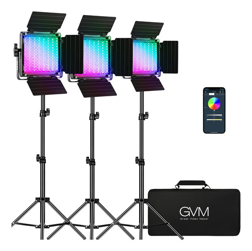 Gvm Rgb Iluminacion Video 360 ° Todo Color Led Kit Luz 3 S