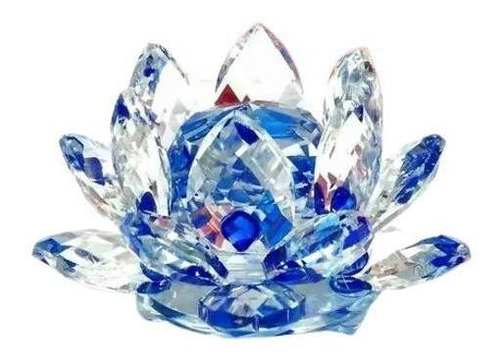 Flor De Lótus - 10cm - Azul (cristal De Vidro/presente)