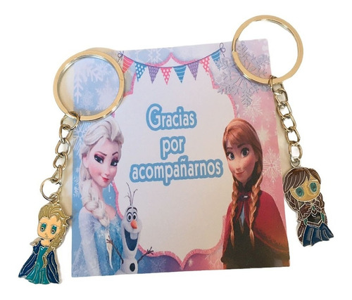 10 Llaveros Economicos Recuerdo Frozen Elsa Ana Con Tarjeta