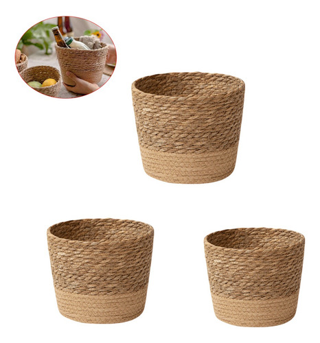 Contenedores De Almacenamiento,maceta Tejida, Cesta, Natural