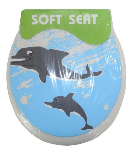 Tapa De Poceta Con Diseño De Dos Delfines Negros 42 X 36 Cm