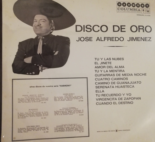 Lp Disco De Oro De Don José Alfredo Jiménez Estándar (Usado)