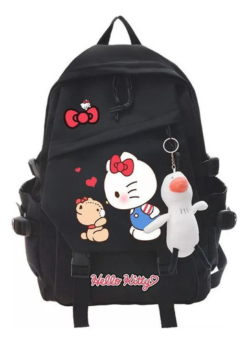 Mochila Hello Kitty Para Mujer, Para Niñas, Secundaria Color Black#03 (no Pendant)