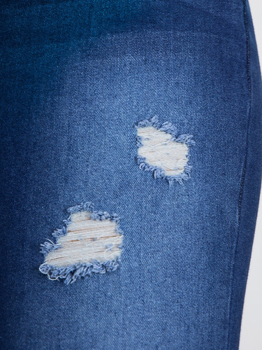 Jeans Azul Roto Push Up Tiro Alto Diseño En Bolsas 2309-2