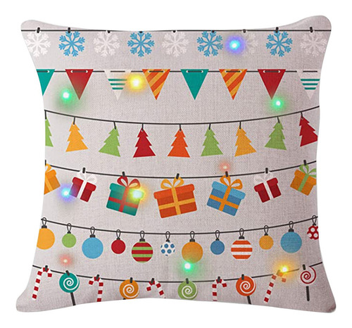 Funda De Cojín Led Con Iluminación Navideña, Decoración Crea