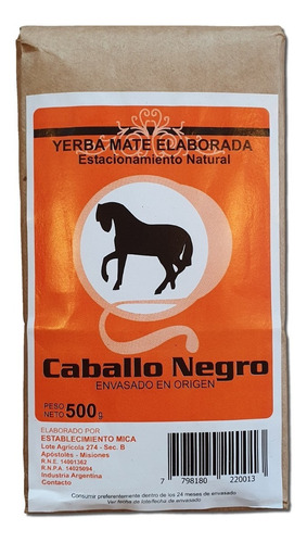 Yerba Mate Caballo Negro Tradicional 500gr 