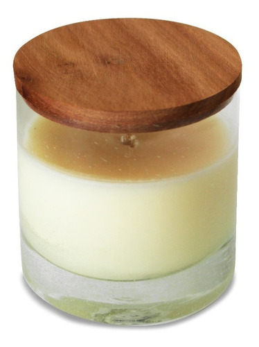 Imagen 2 de 4 de Vela De Vidrio Con Tapa De Madera De Pino Mos Nuevo Gtia