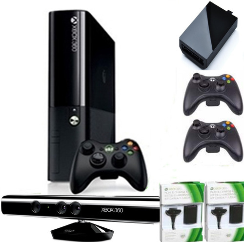 Xbox 360 Ultra Slim 5.0 Disco 500 Gb 99 J. Kinect 2 Controle (Reacondicionado)