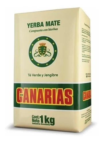 Pack 5 Undidad Yerba Mate Canarias Te Verde Jengibre 1kg