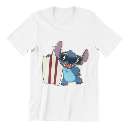 Polera Unisex Lilo Y Stitch Mono Surfista Estampado Algodon