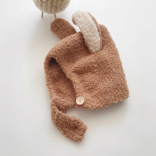 Lindo Gorro De Invierno Borroso Con Orejas De Conejo
